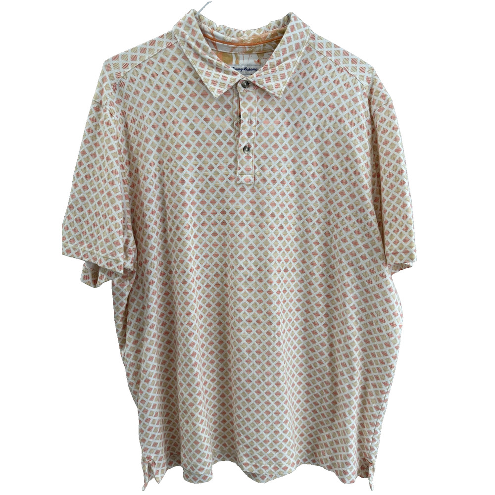 Tommy Bahama Orange Pattern XXL Polo Golf Tennis Pickleball Sporty